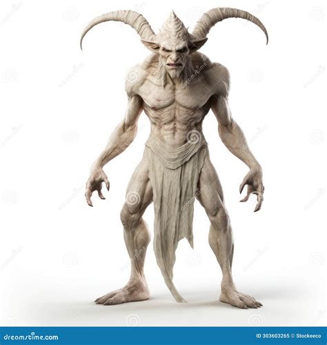 3d Demon Model with Horns - Realistic and Isolated Stock Illustration