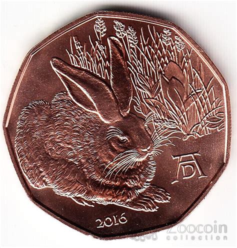 Австрия 5 евро 2016 Заяц Альбрехта Дюрера (медь). ZooCoin