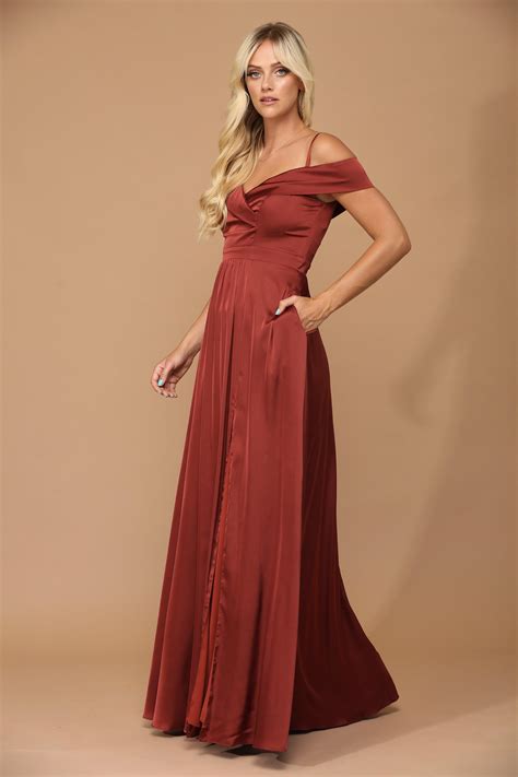 Champagne Long Formal Off Shoulder Bridesmaid Dress - Formal Dresses
