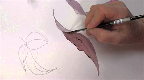 Painting Curved leaves in watercolour tip 17.2 - YouTube