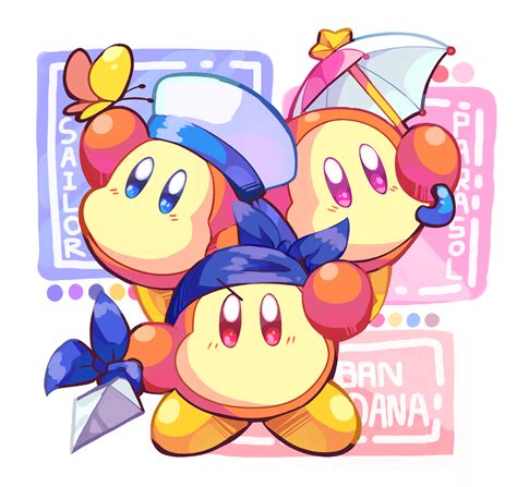 waddle dee, bandana waddle dee, and sailor waddle dee (kirby) drawn by