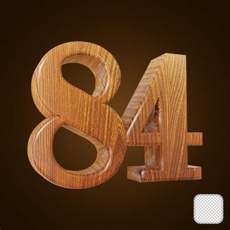 Premium PSD | Wooden number 84 texture 3d illustration