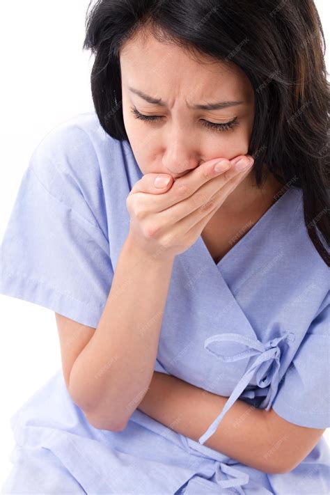 Premium Photo | Woman patient with nausea symptoms