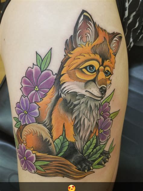 Neo-Traditional fox tattoo done by Adam Pasquali at Rock N Willy's ...