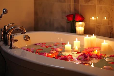 Premium AI Image | Relaxing bath with candles and music for cozy evening treat created with ...