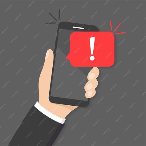 Premium Vector | Hands holding smartphone with alert warning of spam