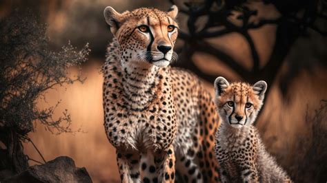 Cheetah Wallpaper 4K, cub, AI art