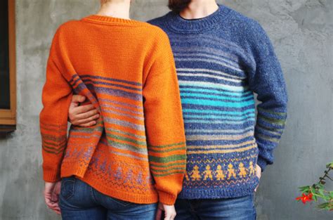 Парные свитера "Хороводы" с орнаментом, с полосками: ru_knitting ...