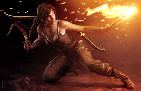 artwork, bow, archer, fantasy girl, fantasy art, Lara Croft, Shadow of