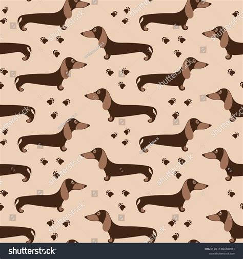 Seamless Texture Cute Dachshunds Vector Wallpaper Stock Vector (Royalty ...