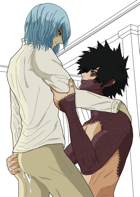 Rule 34 - 2boys ass black hair blue hair cum dabi fingering half