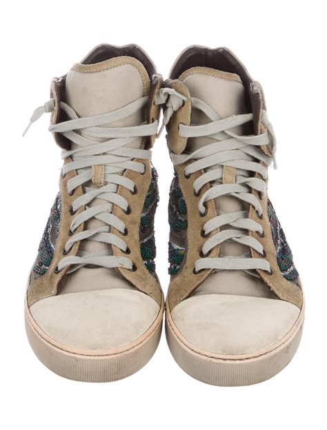 Lanvin Suede Printed Sneakers - Shoes - LAN124891 | The RealReal