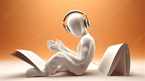 Digital Art Of A Young Adult Listening To Music With Headphones Powerpoint Background For Free ...