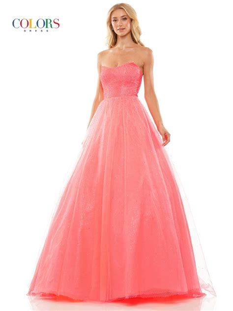 Hot Pink Colors 2939 Colors Prom Long Strapless Dress - Prom Dresses