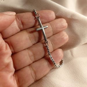 Mens Chain Bracelet , Cross Chain Bracelet for Men , Minimalist Mens ...
