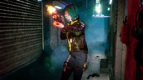 cyber girl shoots   fantastic machine gun   street