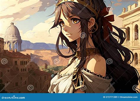 Beautiful Anime Manga Girl in Rome Italy Illustration Generative Ai ...