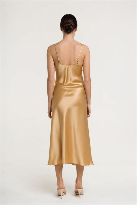 Sheryl Gold V-neck silk satin midi dress – Serenity