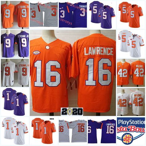 2020 Clemson Tigers Trevor Lawrence Football Jersey Travis Etienne Jr ...