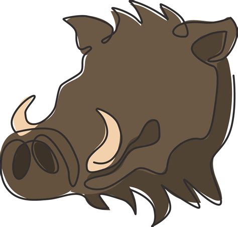 Single one line drawing of ruthless common warthog head for company ...