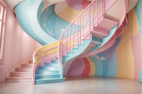 Premium AI Image | Pastel spiral staircase