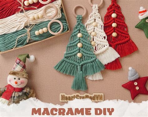 KIT Christmas Tree Macrame, DIY Craft Kit, Boho Christmas Decor, Craft ...