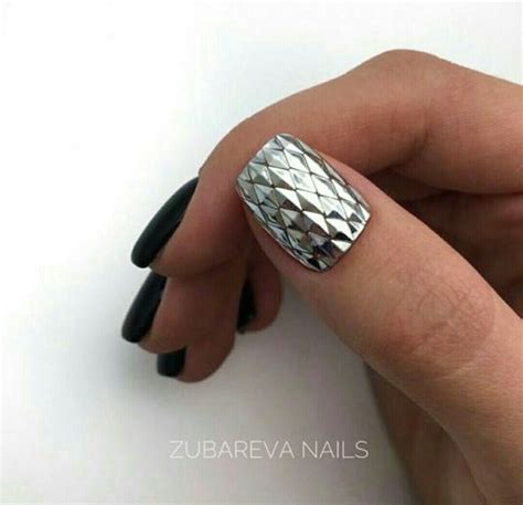 Пин от пользователя Lucky Moore на доске Ongles | Серебряный маникюр ...