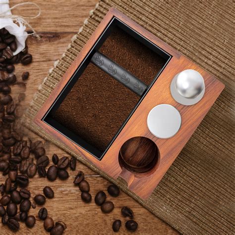 wooden espresso knock box coffee machine parts mm tamping station