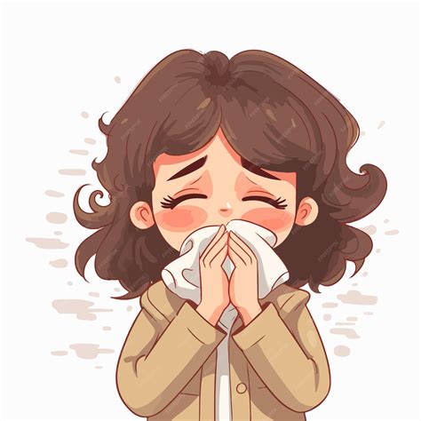 Cute Girl Sneezing Cartoon Vector Illustration | Premium AI-generated