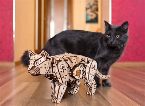 Механический 3D конструктор из дерева "Дикий Кот" | Купить настольную ...