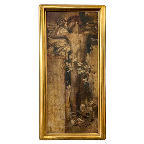 "Dancing Angel", Classic 1940s Tempera Painting with Nude Male Figure ...