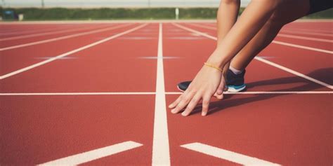 Premium AI Image | A runner is ready to start on a track.