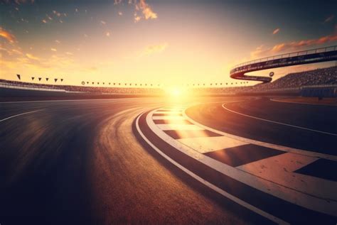 Premium AI Image | A race track with a racing track and a sunset in the ...