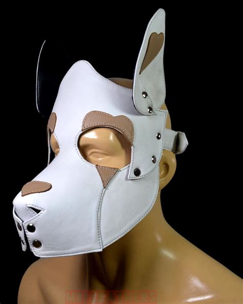Leather Dog Mask Leather Dog Mask Dog Hood Pet Play Hood Puppy Mask Wh