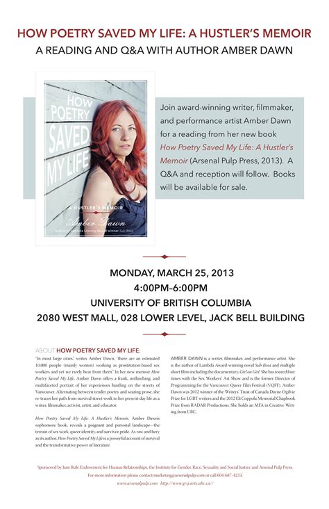Monday March 25 – UBC Launch | Amber Dawn