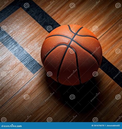 A Basketball Over the Wood Floor at the Gym Stock Illustration