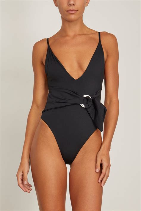Black Deep V Neck Tie Waist One-piece Swimsuit Buying Guide: What