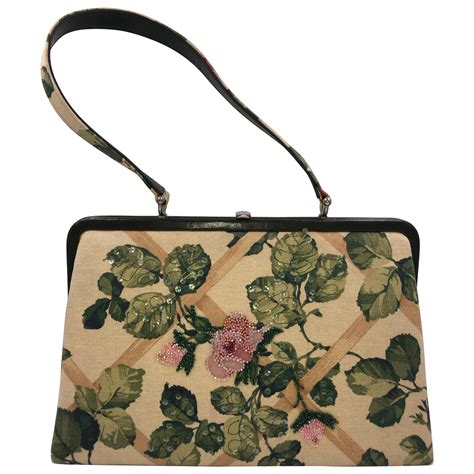 Isabella Fiore Floral Design Fabric Handbag at 1stDibs | isabella fiore