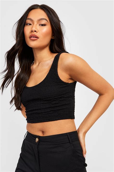 Crinkle Crop Tank Top Top | boohoo