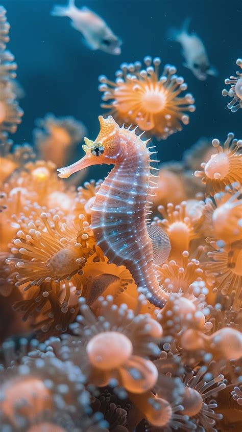 elegant seahorse swimming image seahorse coral underwater