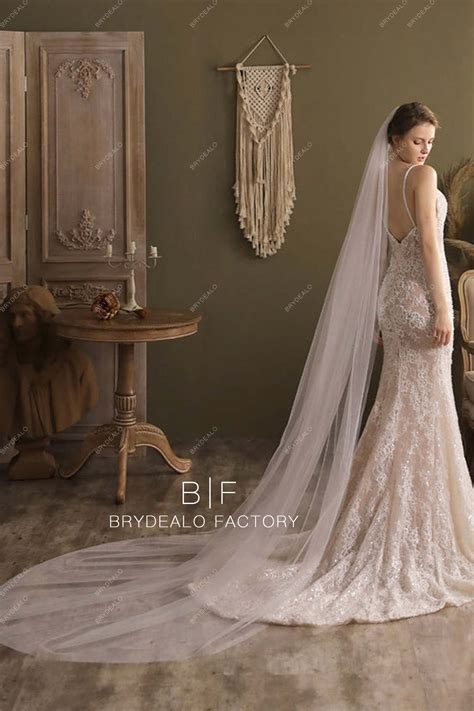 Refined Cathedral Length Bridal Veil Plain Tulle Wedding Veil