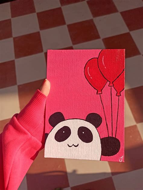 Panda🎈 | Mini canvas art, Cute easy paintings, Small canvas art