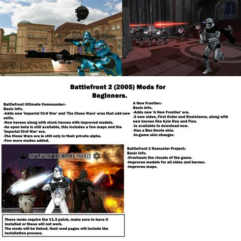 Battlefront 2 (2005) mods for beginners. All mods will be linked in the