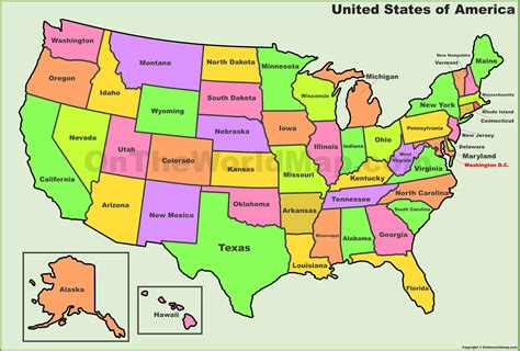 USA States Map | List of U.S. States | U.S. Map - Ontheworldmap.com