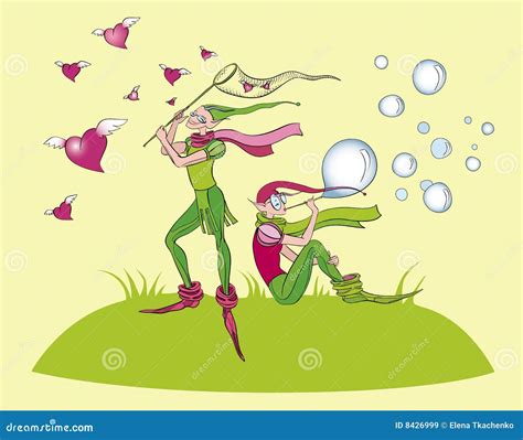 Two elfs stock vector. Illustration of grass, card, beautiful - 8426999