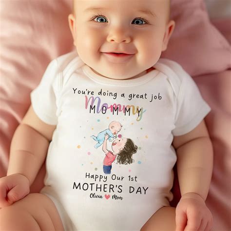 Custom Baby Onesies - You're doing a great job mommy Happy Our 1st