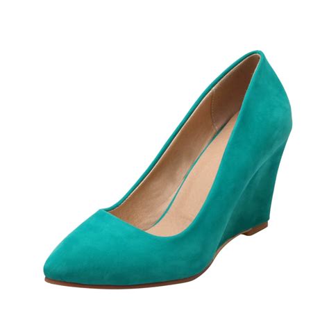 hopeusnice Clearance Women's Wedge Shoes Pointed Toe Suede Closed Toe