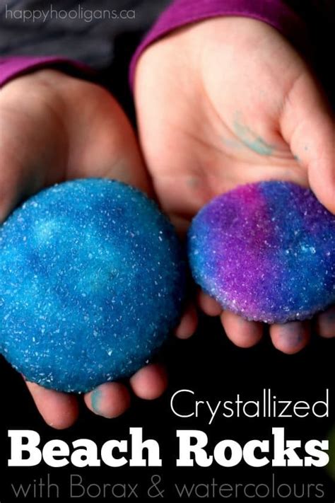 Crystallized Beach Rocks with Borax and Watercolours - Happy Hooligans