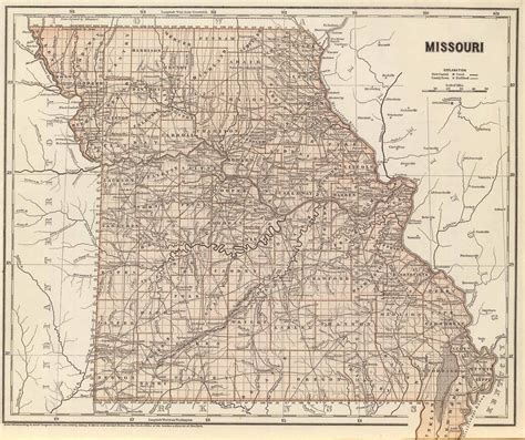 Old Historical City, County and State Maps of Missouri | Historical
