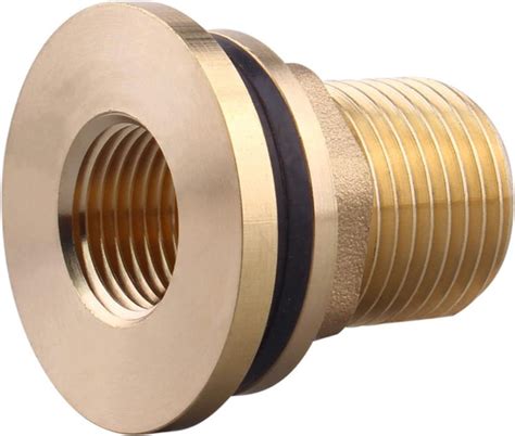 латунный фитинг для переборки - 1/2" NPT женский x 3/4" прямой мужской ...